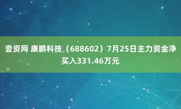 壹资网 康鹏科技（688602）7月25日主力资金净买入331.46万元