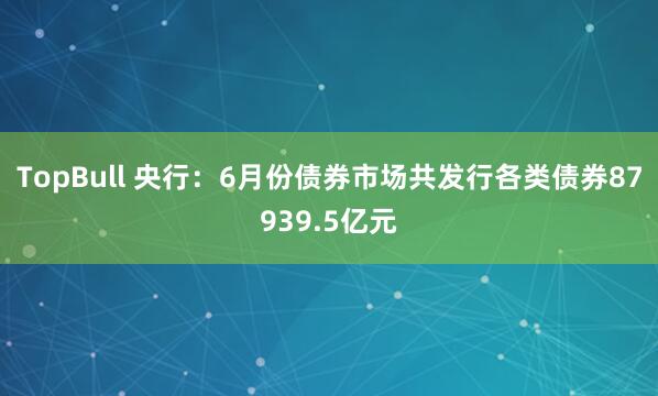 TopBull 央行：6月份债券市场共发行各类债券87939.5亿元
