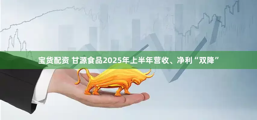 宝货配资 甘源食品2025年上半年营收、净利“双降”