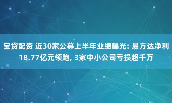 宝贷配资 近30家公募上半年业绩曝光: 易方达净利18.77亿元领跑, 3家中小公司亏损超千万