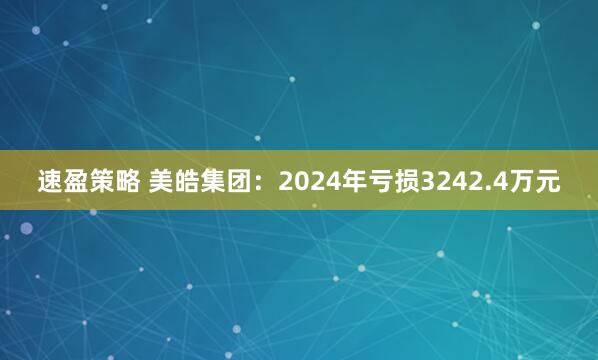 速盈策略 美皓集团：2024年亏损3242.4万元